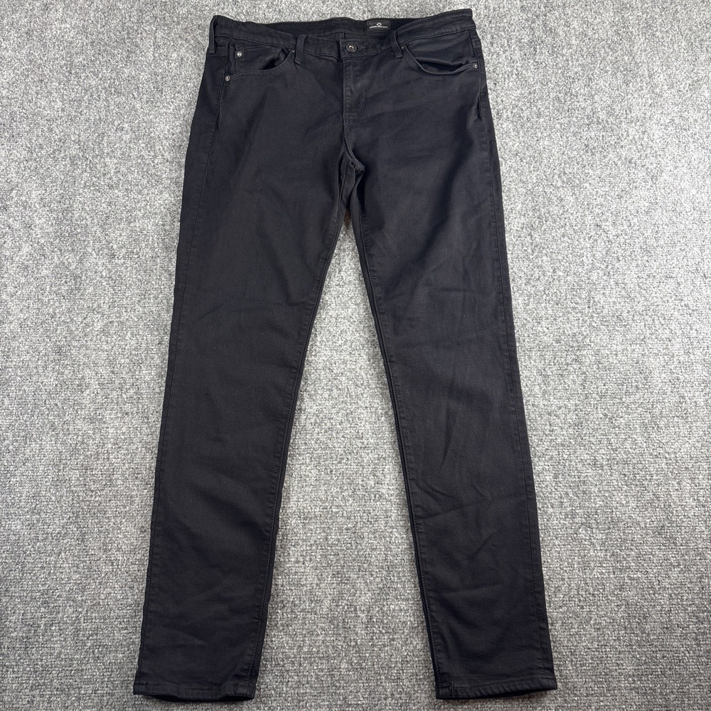 AG Adriano Goldschmied The Graduate Black Pants 31R Slim Straight Sateen Sud